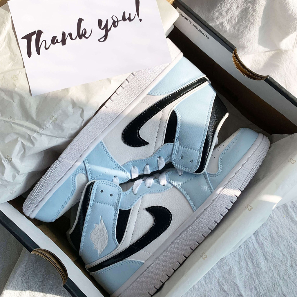 Custom Jordan 1 Baby Blue Black Sneakers Custom Jordan 1 Baby Blue Black Sneakers