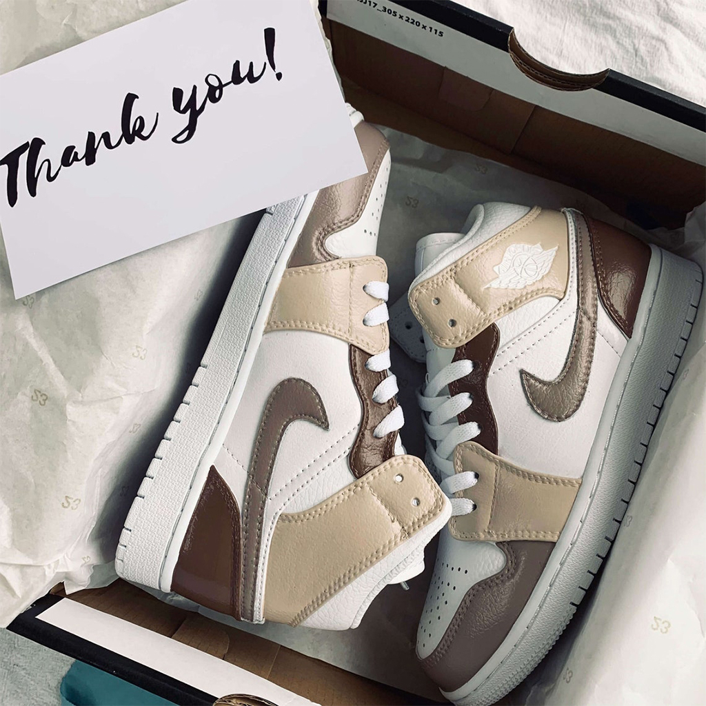 Custom Jordan 1 Brown Beige Sneakers Custom Jordan 1 Brown Beige Sneakers
