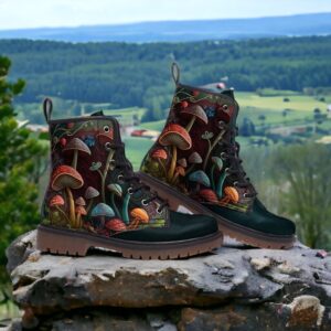 Fairy Mushrooms Leather Boots Fleece Fur Boots Fairy Mushrooms Leather Boots Fleece Fur Boots