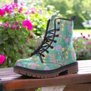 Boho Garden Floral Leather Boots Fleece Fur Boots Boho Garden Floral Leather Boots Fleece Fur Boots