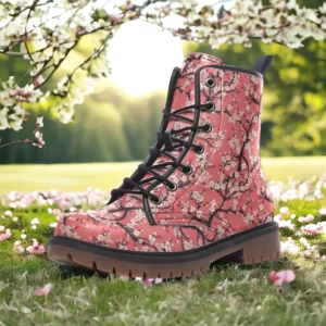 Cherry Blossoms Leather Boots Fleece Fur Boots Cherry Blossoms Leather Boots Fleece Fur Boots
