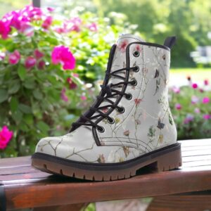 Pastel Butterfly Garden Leather Boots Fleece Fur Boots Pastel Butterfly Garden Leather Boots Fleece Fur Boots