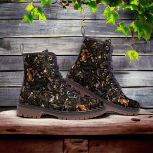 Dark Enchanted Forest Leather Boots Fleece Fur Boots Dark Enchanted Forest Leather Boots Fleece Fur Boots