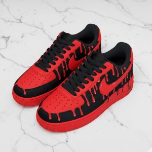 Red Black Drip Air Force 1 Custom