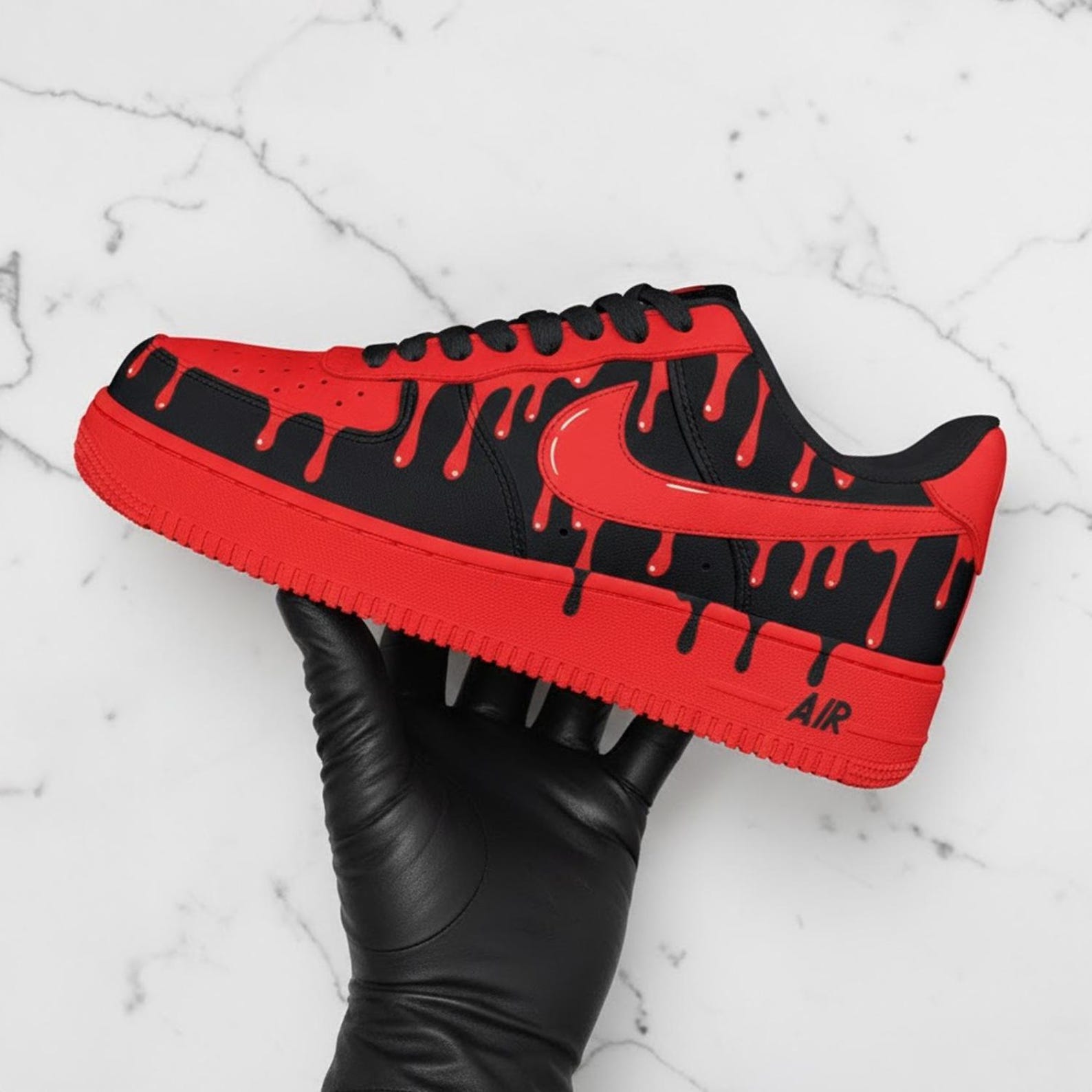 Red Black Drip Air Force 1 Custom Red Black Drip Air Force 1 Custom