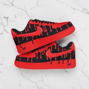 Red Black Drip Air Force 1 Custom