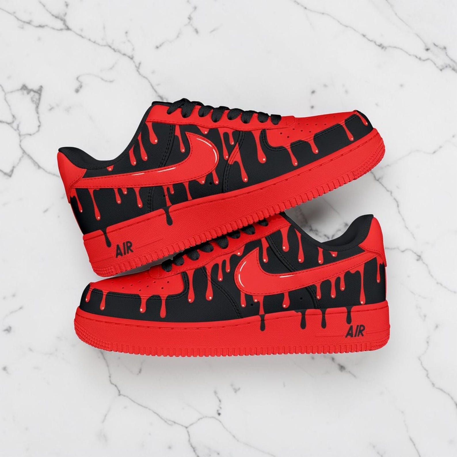 Red Black Drip Air Force 1 Custom Red Black Drip Air Force 1 Custom